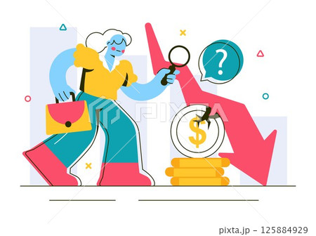 Recession Effects Vector Illustration Featuring the Impact on Economic Growth and the Decline in Economic Activity in a Flat Style Cartoon Background 125884929