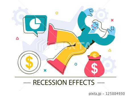 Recession Effects Vector Illustration Featuring the Impact on Economic Growth and the Decline in Economic Activity in a Flat Style Cartoon Background Recession Effects Vector Illustration Featuring the Impact on Economic Growth and the Decline in Economic Activity in a Flat Style Cartoon Background 125884930