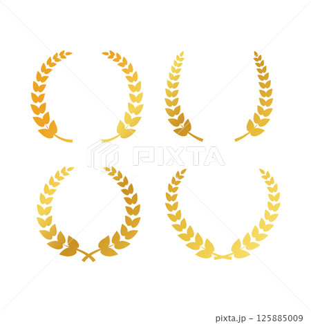 金色の月桂樹、金のエンブレム、月桂冠 125885009