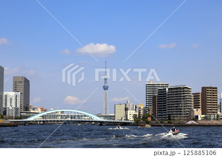 東京都市風景 佃島中央大橋からの眺望 東京都市風景 佃島中央大橋からの眺望 125885106
