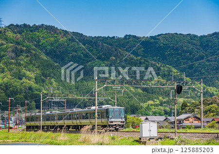 北陸本線余呉駅付近を走る新快速電車 滋賀県長浜市余呉町 北陸本線余呉駅付近を走る新快速電車 滋賀県長浜市余呉町 125885203
