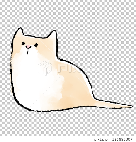 貓插畫坐著 125885307