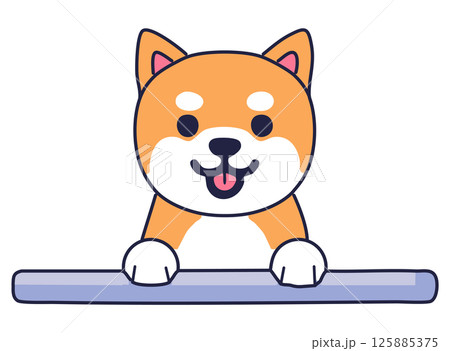 机から顔を出す犬 机から顔を出す犬 125885375