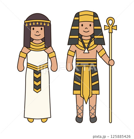 TRADITIONAL EGYPTIAN costume male and female illustration cute kawaii style cultural diversity couple clothing dress outfit around the world ethnic fashion TRADITIONAL EGYPTIAN costume male and female illustration cute kawaii style cultural diversity couple clothing dress outfit around the world ethnic fashion 125885426