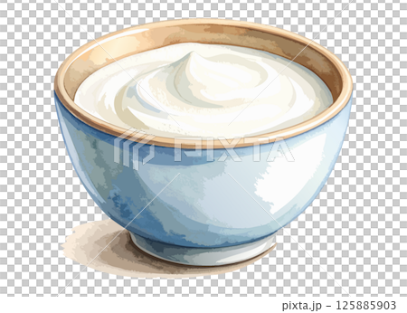 ボウルに入ったクリームの水彩風イラスト　生成AI 125885903