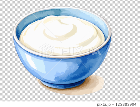 ボウルに入ったクリームの水彩風イラスト　生成AI 125885904