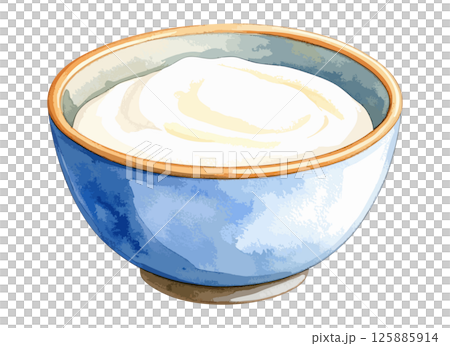 ボウルに入ったクリームの水彩風イラスト　生成AI 125885914