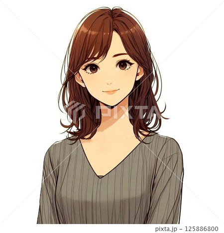 正面を向く女性のイラスト素材 [125886800] - PIXTA