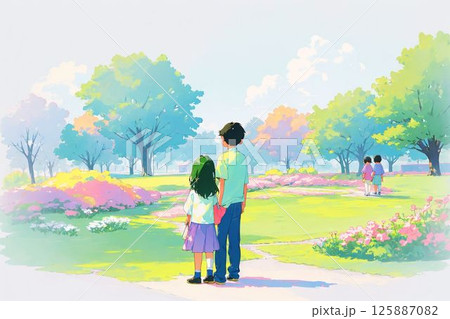 公園で遊ぶ子供たち 125887082