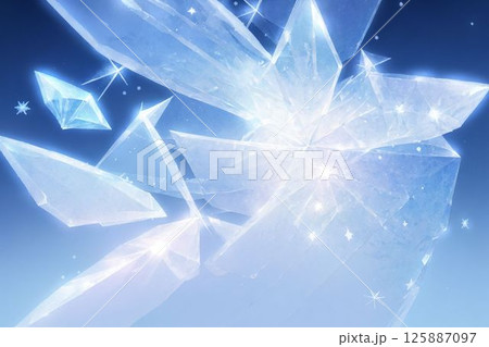 宇宙に漂う水色の氷の結晶 125887097