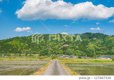 湖北地方余呉町の田園風景　滋賀県長浜市 125887326