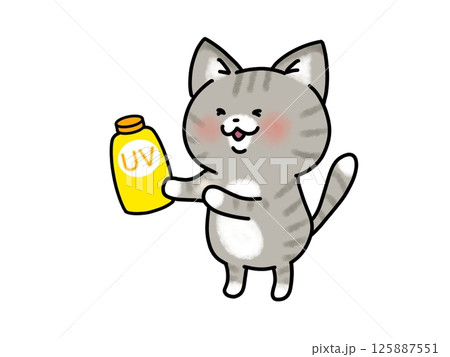 日焼け止めを塗るかわいい猫ちゃん 125887551