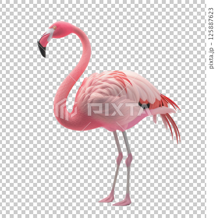 Walking Pink Flamingo Full Body Profile Walking Pink Flamingo Full Body Profile 125887623