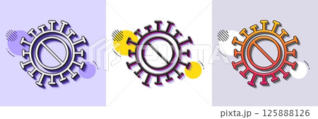 Coronavirus no vaccine line icon. Halftone dotted pattern. Gradient icon with grain shadow. Covid-19 pandemic virus sign. Corona virus symbol. Line coronavirus icon. Various designs. Vector Coronavirus no vaccine line icon. Halftone dotted pattern. Gradient icon with grain shadow. Covid-19 pandemic virus sign. Corona virus symbol. Line coronavirus icon. Various designs. Vector 125888126