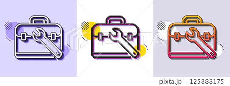 Spanner tool line icon. Halftone dotted pattern. Gradient icon with grain shadow. Repair tool case sign. Fix instruments symbol. Line tool case icon. Various designs. Vector Spanner tool line icon. Halftone dotted pattern. Gradient icon with grain shadow. Repair tool case sign. Fix instruments symbol. Line tool case icon. Various designs. Vector 125888175