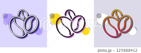 Coffee beans line icon. Halftone dotted pattern. Gradient icon with grain shadow. Hot cappuccino seed sign. Roasted seeds symbol. Line coffee beans icon. Various designs. Vector 125888412