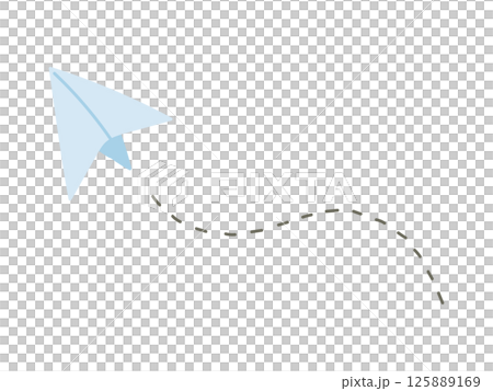 Cute paper plane illustration with dotted lines Cute paper plane illustration with dotted lines 125889169