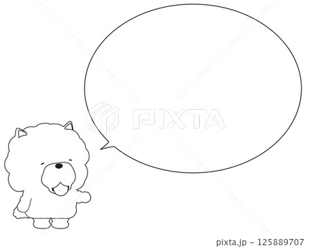 案内をする笑顔のチャウチャウ。吹き出し付き 125889707