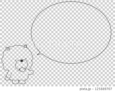案内をする笑顔のチャウチャウ。吹き出し付き 125889707