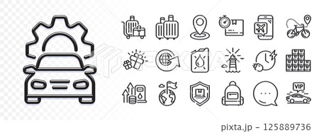 World globe, Backpack and Flight mode line icons for web app. Glare of light effect. Message icon. Pack of Charging time, Bike delivery, Package protection pictogram icons. Vector World globe, Backpack and Flight mode line icons for web app. Glare of light effect. Message icon. Pack of Charging time, Bike delivery, Package protection pictogram icons. Vector 125889736