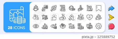 Finance line icons. Interest rate, AI generate, Inflation icons. Accounting coins, Budget Investment, Trade Strategy icons. Finance management, Budget gain and Business asset. Vector Finance line icons. Interest rate, AI generate, Inflation icons. Accounting coins, Budget Investment, Trade Strategy icons. Finance management, Budget gain and Business asset. Vector 125889752