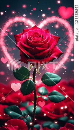 Red Rose and Sparkle Hearts. Romantic Love Wallpaper for Phones 31-4 Red Rose and Sparkle Hearts. Romantic Love Wallpaper for Phones 31-4 125889843