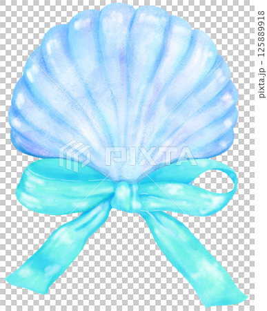 Coquette Seashell Watercolor, Pastel Blue Clam Shell with Mint Green Bow for Summer, Beach, and Coastal Design Coquette Seashell Watercolor, Pastel Blue Clam Shell with Mint Green Bow for Summer, Beach, and Coastal Design 125889918