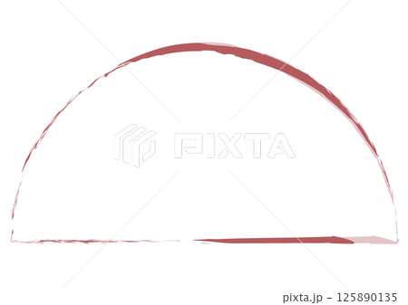 赤い手描きの半円フレーム背景 125890135