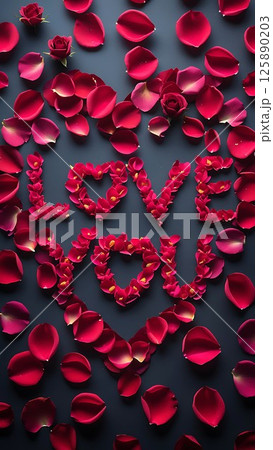 Love You in Rose Petals. Romantic Message Wallpaper 32-2 125890203