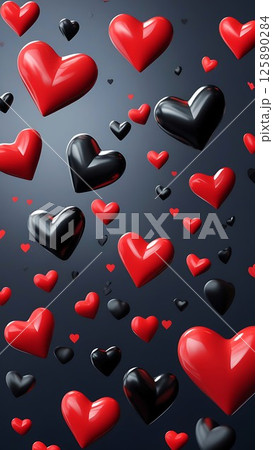Black and Red Hearts. Elegant Valentine Aesthetic Wallpaper 33-7 125890284