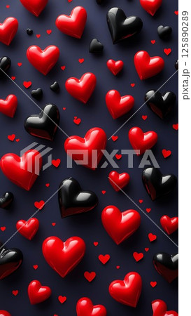 Black and Red Hearts. Elegant Valentine Aesthetic Wallpaper 33-2 125890289
