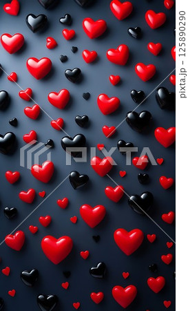 Black and Red Hearts. Elegant Valentine Aesthetic Wallpaper 33-1 125890290