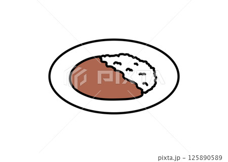 シンプルなホテルのカレーライスのイラスト 125890589
