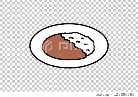 シンプルなホテルのカレーライスのイラスト 125890589