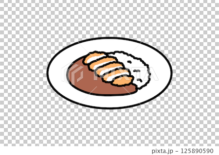 シンプルなカツカレーのイラスト 125890590