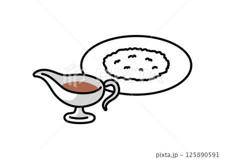 シンプルなホテルのカレーライスのイラスト シンプルなホテルのカレーライスのイラスト 125890591