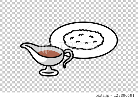 シンプルなホテルのカレーライスのイラスト シンプルなホテルのカレーライスのイラスト 125890591