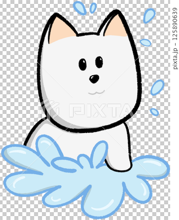 cute cartoon dog taking a bath in summer cute cartoon dog taking a bath in summer 125890639
