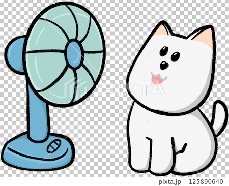 cartoon dog with electric fan blowing cartoon dog with electric fan blowing 125890640