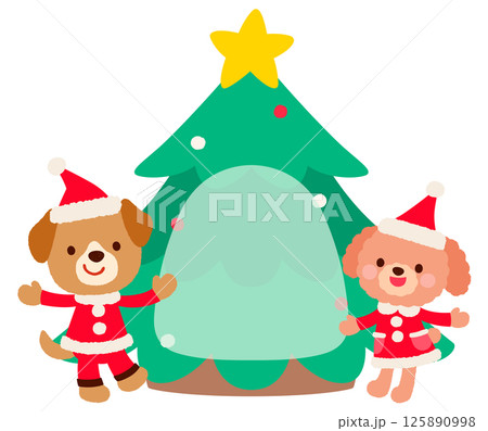 かわいいイヌのサンタクロース クリスマス メッセージカード かわいいイヌのサンタクロース クリスマス メッセージカード 125890998