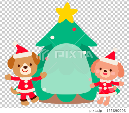 かわいいイヌのサンタクロース クリスマス メッセージカード かわいいイヌのサンタクロース クリスマス メッセージカード 125890998