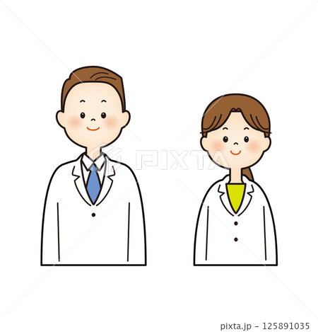 薬剤師の男女　医療従事者のイラスト 125891035