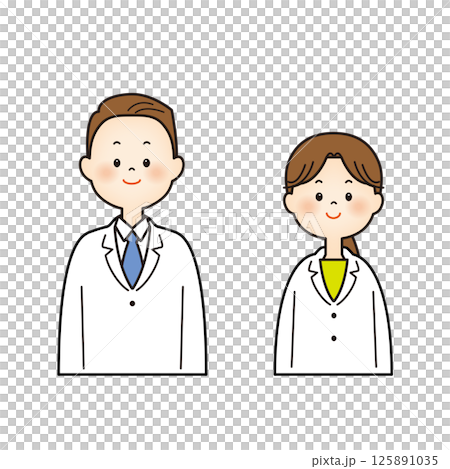 薬剤師の男女　医療従事者のイラスト 125891035