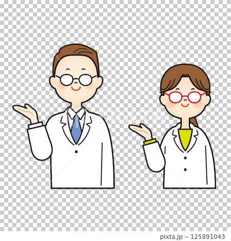 Illustration of a doctor explaining Illustration of a doctor explaining 125891043