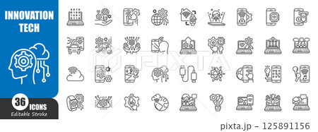 Innovation technology outline icon . Editable stroke . Vector . 125891156