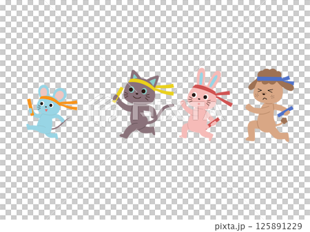Cute animals running with batons 125891229