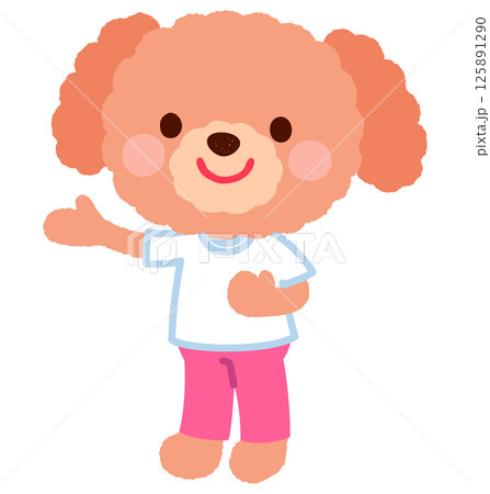 かわいいイヌのキャラクター　女の子　運動着　スタッフ 125891290