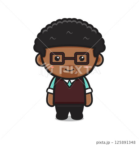 Cute teacher character cartoon vector icon illustration 125891348
