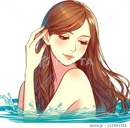 水浴びする女性 125891356