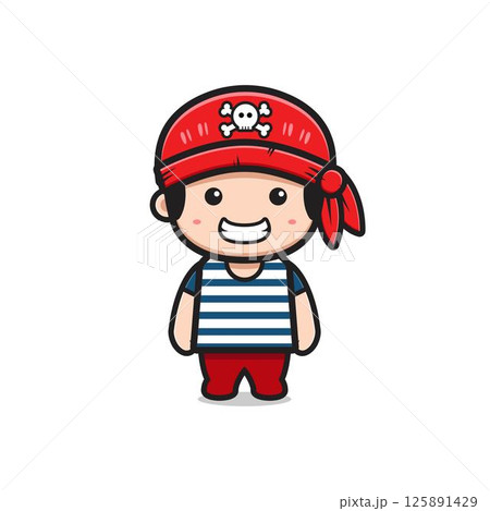 Cute pirates sailor cartoon icon illustration Cute pirates sailor cartoon icon illustration 125891429